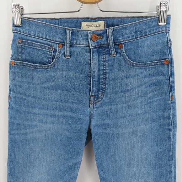 Madewell Womens 27 9in High Rise Light Wash Blue Denim Jeans Distressed Raw Hem - Picture 2 of 15